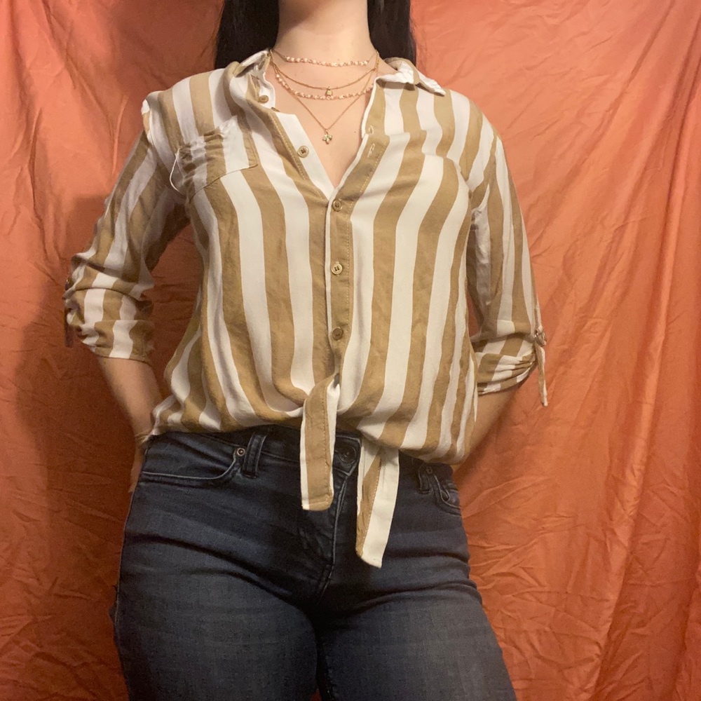 Button-up Tie Front Top